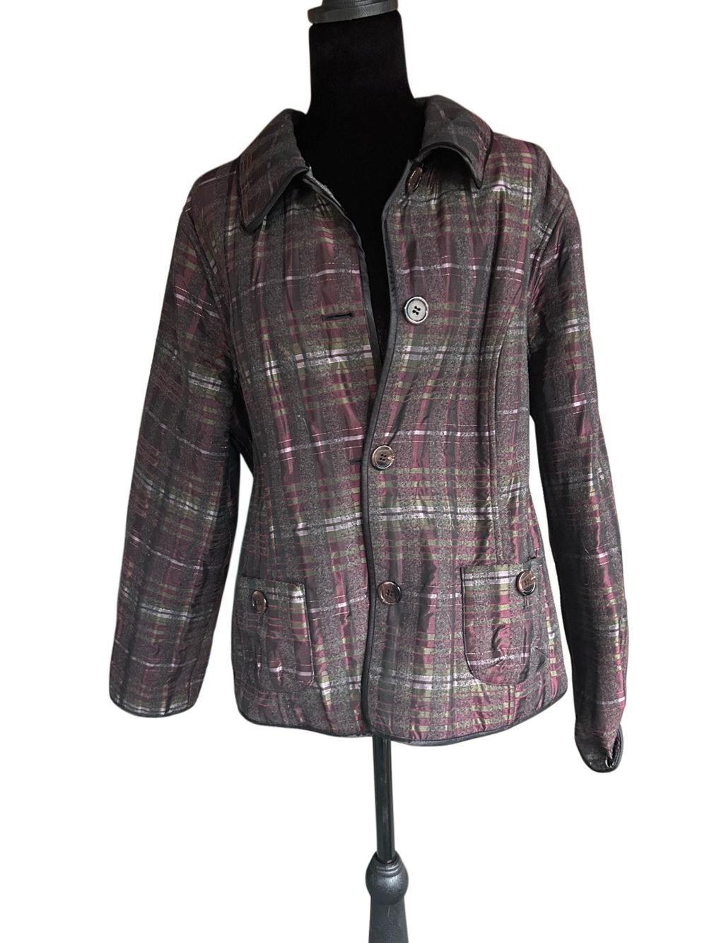 Chico's Reversible Gray/Plaid Expertly Tailored Jacket, Chico's size 2